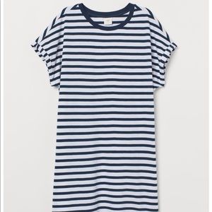 H&M stripped navy and white T-shirt dress.